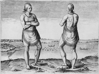 Indischer Ältester oder Häuptling, graviert von Theodor de Bry (1528-1598)